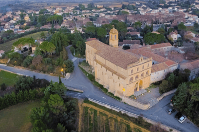 Aerial view of a church in France